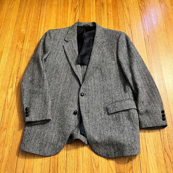 Stafford Harris Tweed Vintage Blazer Mens 40 Herringbone Two Button Single Vent